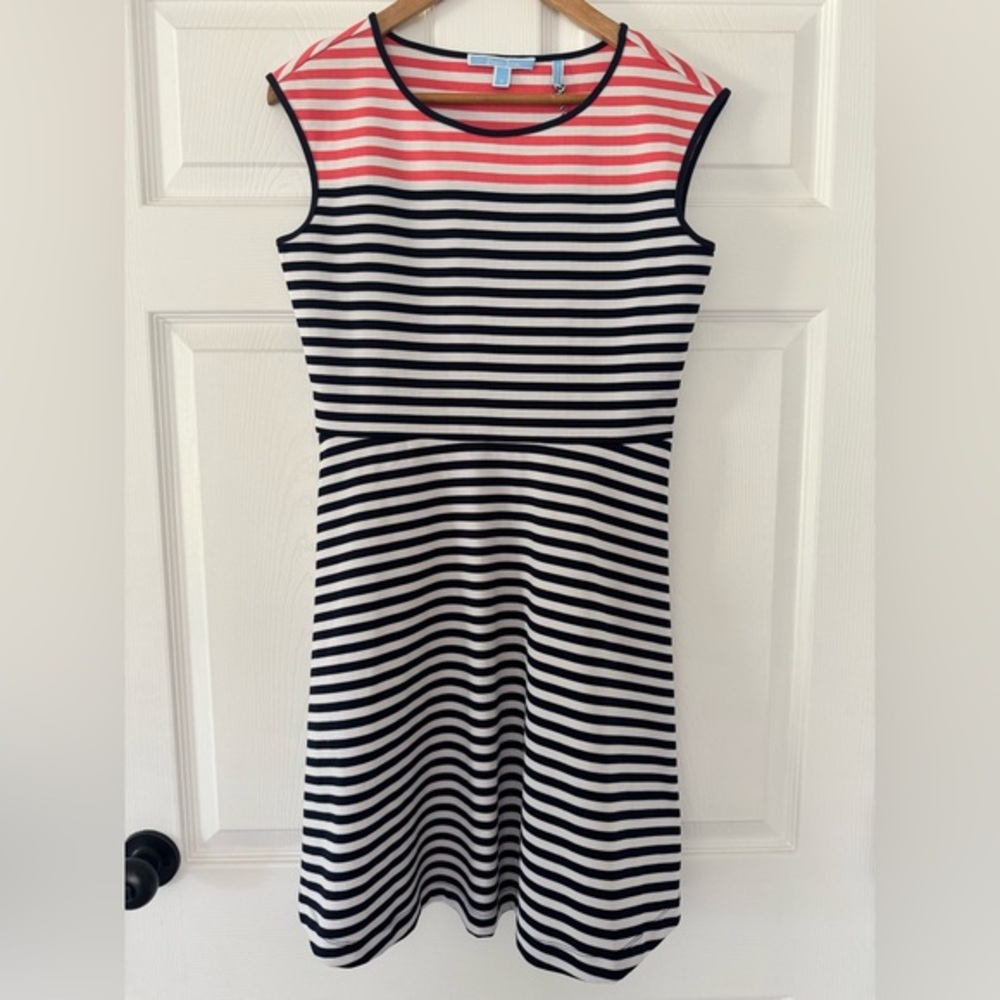 NEW Draper James Stripe Ponte A-line Dress in Nassau Navy